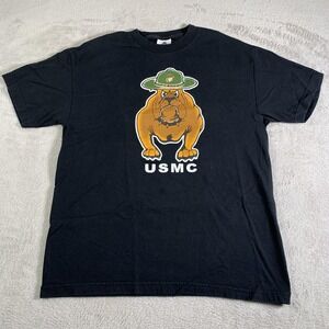 Vintage USMC Bulldog Shirt Mens Large Black Marine Corps Dog Graphic T-Shirt‎